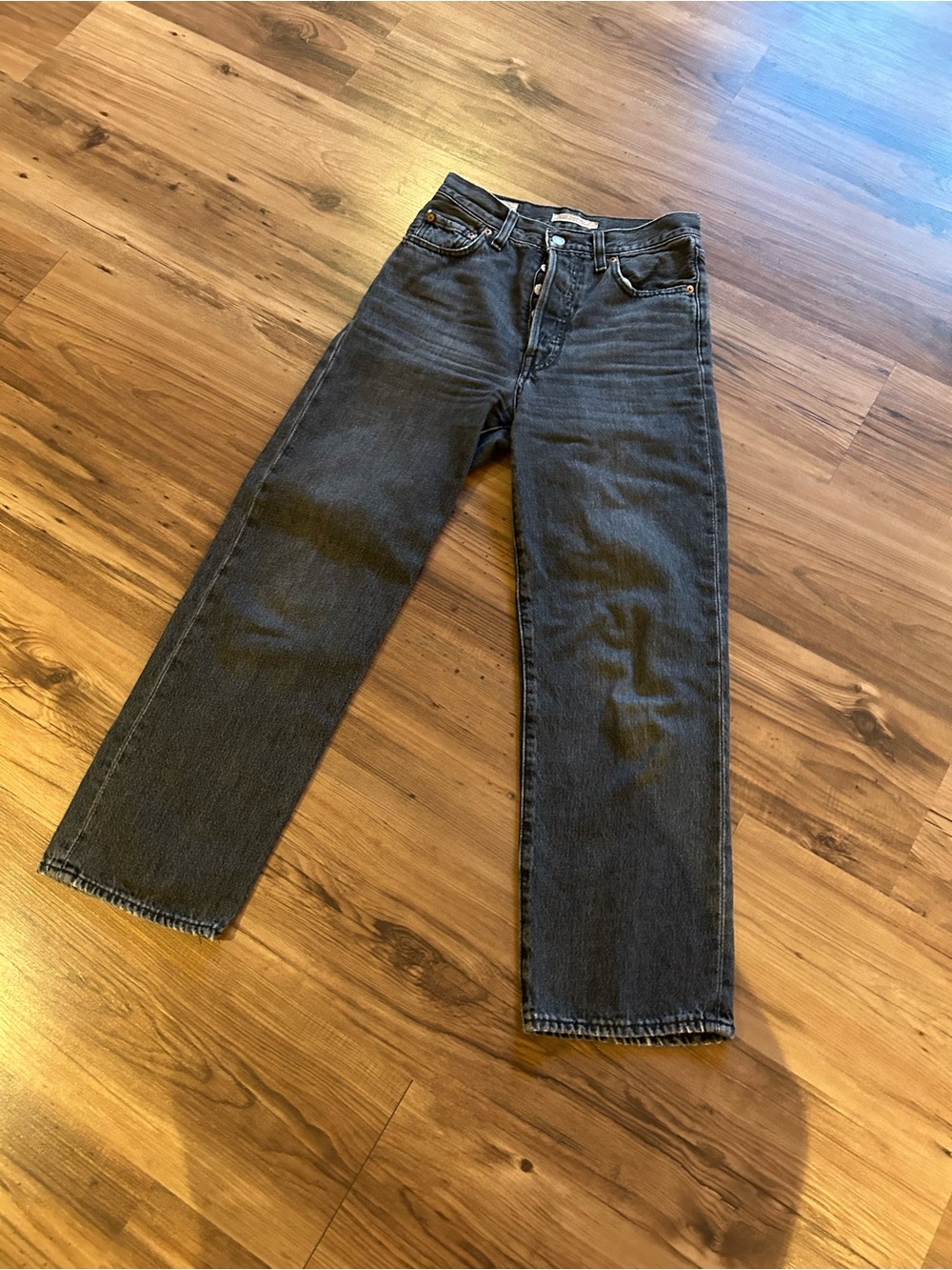 Women levi's ribcage straight ankle Black Denim Jeans